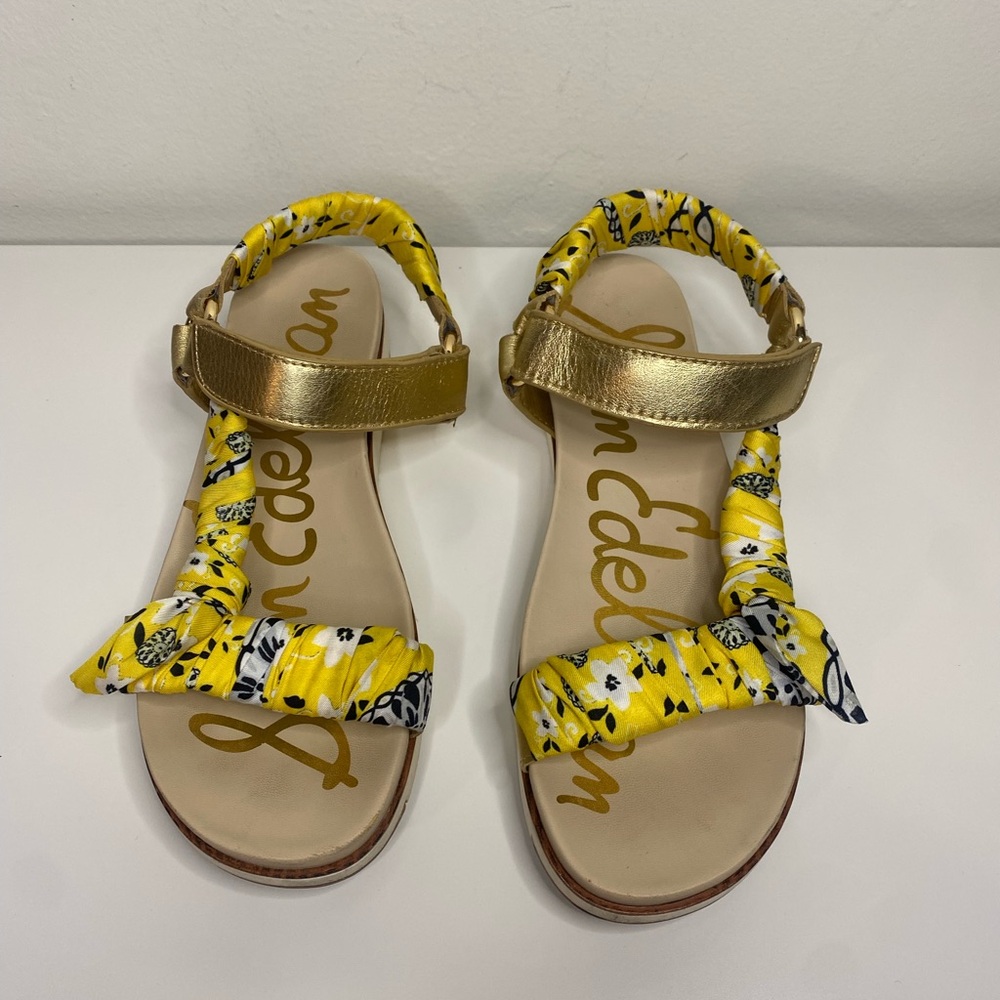 Sam Edelman Ashie Dark Gold/Lemon Zest Wedge Sandals